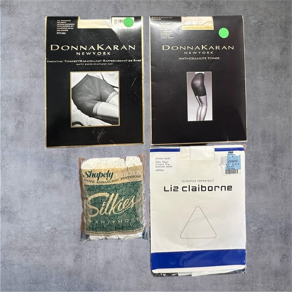Vintage Pantyhose Lot Donna Karan Liz Claiborne Shapely NOS Hosiery